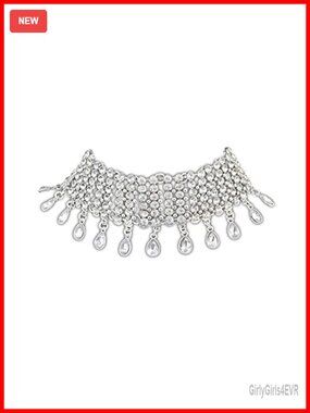Shining Crystal Full Rhinestone Choker Necklace Water Drop Pendant Statement